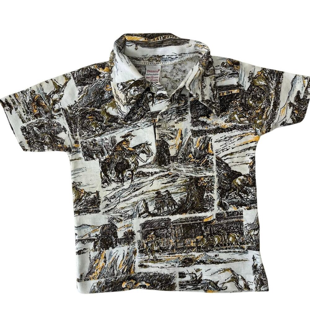 Rare 1960s Antique Vintage Kids Size 4 Shirt Cowboy Western Wild West Sheriff